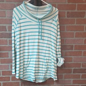 Danskin Now Teal and White Striped Hoodie 3x